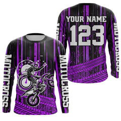Maxcorners Purple Motocross Jersey Upf30+ Custom Dirt Bike Jersey Mens Women Off-Road Jersey LM2809