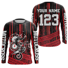 Maxcorners Red Motocross Jersey Upf30+ Custom Dirt Bike Jersey Mens Women Off-Road Jersey  LM2809