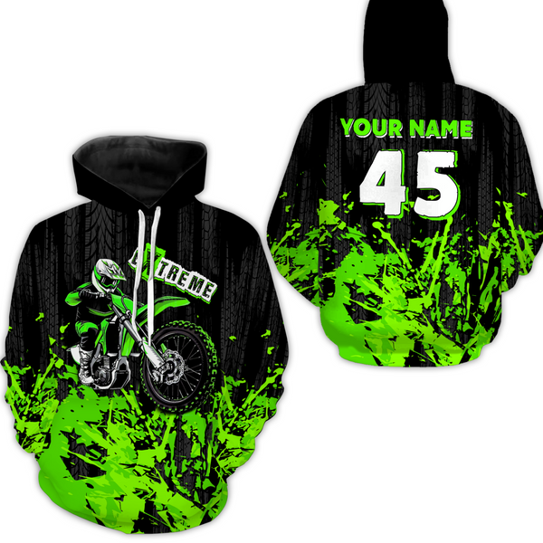 Maxcorners Adult&Kid green custom Motocross jersey upf30+ dirt bike jersey mens women Motocross Shirt| MT2709