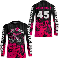 Maxcorners Adult&Kid pink custom Motocross jersey upf30+ dirt bike jersey mens women Motocross Shirt| MT2709