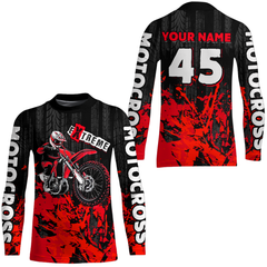 Maxcorners Adult&Kid red custom Motocross jersey upf30+ dirt bike jersey mens women Motocross Shirt| MT2709