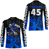 Maxcorners Adult&Kid blue custom Motocross jersey upf30+ dirt bike jersey mens women Motocross Shirt| MT2709