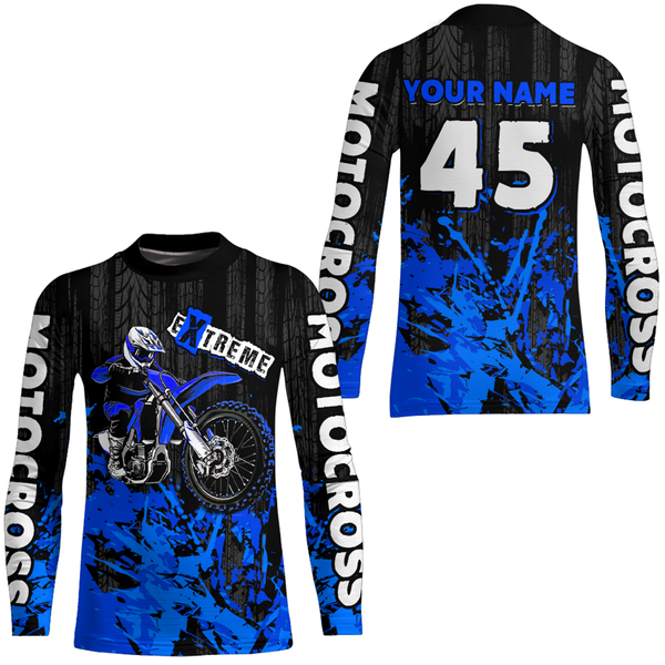 Maxcorners Adult&Kid blue custom Motocross jersey upf30+ dirt bike jersey mens women Motocross Shirt| MT2709