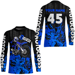 Maxcorners Adult&Kid blue custom Motocross jersey upf30+ dirt bike jersey mens women Motocross Shirt| MT2709