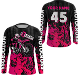 Maxcorners Adult&Kid pink custom Motocross jersey upf30+ dirt bike jersey mens women Motocross Shirt| MT2709