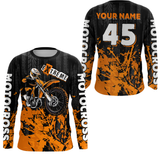 Maxcorners Adult&Kid orange custom Motocross jersey upf30+ dirt bike jersey mens women Motocross Shirt| MT2709