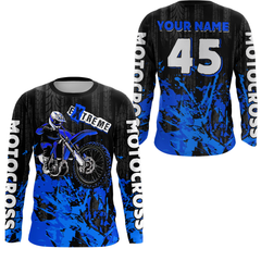 Maxcorners Adult&Kid blue custom Motocross jersey upf30+ dirt bike jersey mens women Motocross Shirt| MT2709