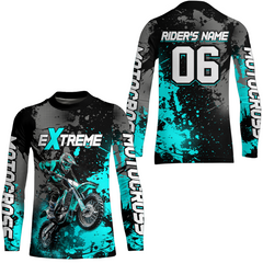 Maxcorners Adult&Kid turquoise custom dirt bike jersey motocross jersey mens women extreme motocross shirt| MT2709