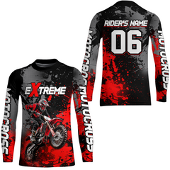Maxcorners Adult&Kid red custom dirt bike jersey motocross jersey mens women extreme motocross shirt| MT2709