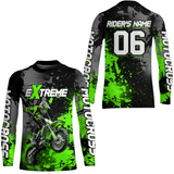Maxcorners Adult&Kid green custom dirt bike jersey motocross jersey mens women extreme motocross shirt| MT2709