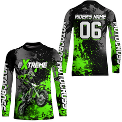 Maxcorners Adult&Kid green custom dirt bike jersey motocross jersey mens women extreme motocross shirt| MT2709