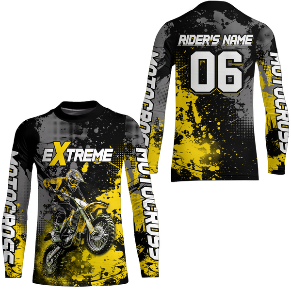 Maxcorners Adult&Kid yellow custom dirt bike jersey motocross jersey mens women extreme motocross shirt| MT2709