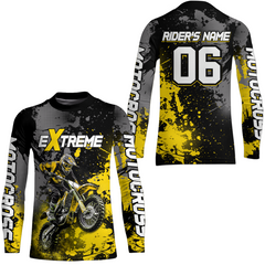 Maxcorners Adult&Kid yellow custom dirt bike jersey motocross jersey mens women extreme motocross shirt| MT2709