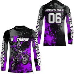 Maxcorners Adult&Kid purple custom dirt bike jersey motocross jersey mens women extreme motocross shirt| MT2709