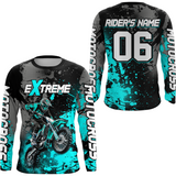 Maxcorners Adult&Kid turquoise custom dirt bike jersey motocross jersey mens women extreme motocross shirt| MT2709