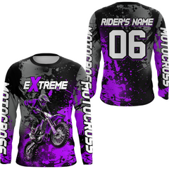 Maxcorners Adult&Kid purple custom dirt bike jersey motocross jersey mens women extreme motocross shirt| MT2709