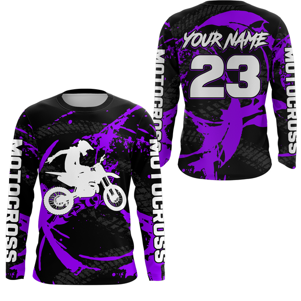 Maxcorners Custom Dirt Bike Jersey Purple Motocross Jersey Upf30+ Mens Women Racing Shirt MT2809