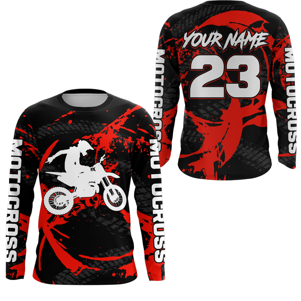 Maxcorners Custom Dirt Bike Jersey Red Motocross Jersey Upf30+ Mens Women Racing Shirt MT2809