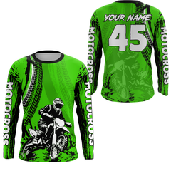 Maxcorners Adult&Kid Green Custom Motocross Jersey UPF30+ MX Racing Biker Off-road Dirt Bike Racewear| LM2809