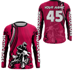 Maxcorners Adult&Kid Pink Custom Motocross Jersey UPF30+ MX Racing Biker Off-road Dirt Bike Racewear| LM2809