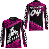 Maxcorners Custom Dirt Bike Jersey Pink Motocross Jersey Upf30+ Mens Racing Shirt| MT2809