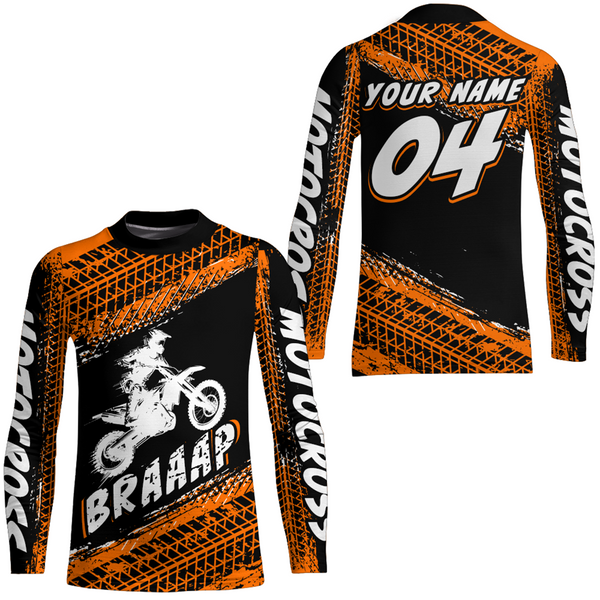 Maxcorners Custom Dirt Bike Jersey Orange Motocross Jersey Upf30+ Mens Racing Shirt| MT2809