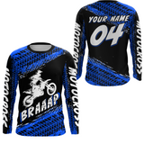 Maxcorners Custom Dirt Bike Jersey Blue Motocross Jersey Upf30+ Mens Women Racing Shirt MT2809