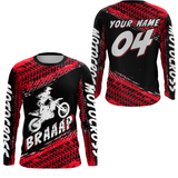 Maxcorners Custom Dirt Bike Jersey Red Motocross Jersey Upf30+ Mens Racing Shirt| MT2809