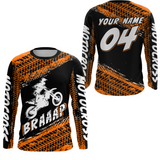 Maxcorners Custom Dirt Bike Jersey Orange Motocross Jersey Upf30+ Mens Racing Shirt| MT2809