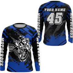 Maxcorners Custom Blue Motocross Jersey for Men Women Upf30+ Dirt Bike Shirt Motorcycle Jersey LM2809