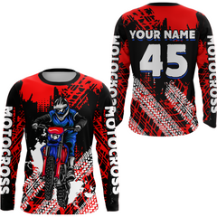 Maxcorners Custom Red Motocross Jersey for Men Women Upf30+ Dirt Bike Shirt Racing Jersey LM2809