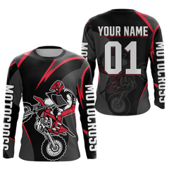 Maxcorners Adult & Kid Custom Red and Black Motocross Jersey Dirt Bike Shirt Motorcycle Jersey Team Shirt MX Jersey LM2809