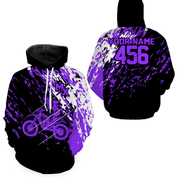Maxcorners Custom Dirt Bike Hoodie Purple Motocross Hoodie Mens Women Motocross Hooded Jersey| MT2809