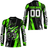 Maxcorners Adult&Kid Green Dirt Bike Jersey Motocross Jersey Upf30+ Custom Mens Women Off-Road Jersey| MT2709