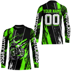 Maxcorners Adult&Kid Green Dirt Bike Jersey Motocross Jersey Upf30+ Custom Mens Women Off-Road Jersey| MT2709