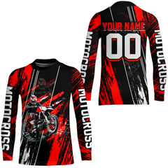 Maxcorners Adult&Kid Red Dirt Bike Jersey Motocross Jersey Upf30+ Custom Mens Women Off-Road Jersey| MT2709