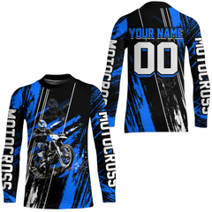Maxcorners Adult&Kid Blue Dirt Bike Jersey Motocross Jersey Upf30+ Custom Mens Women Off-Road Jersey| MT2709