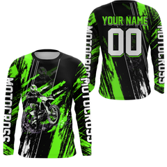 Maxcorners Adult&Kid Green Dirt Bike Jersey Motocross Jersey Upf30+ Custom Mens Women Off-Road Jersey| MT2709