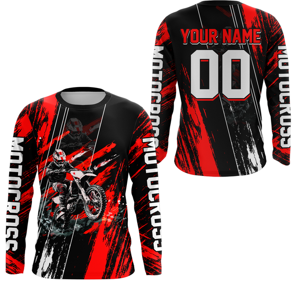 Maxcorners Adult&Kid Red Dirt Bike Jersey Motocross Jersey Upf30+ Custom Mens Women Off-Road Jersey| MT2709