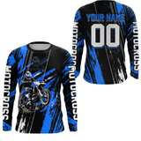Maxcorners Adult&Kid Blue Dirt Bike Jersey Motocross Jersey Upf30+ Custom Mens Women Off-Road Jersey| MT2709
