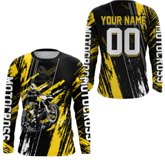 Maxcorners Adult&Kid Yellow Dirt Bike Jersey Motocross Jersey Upf30+ Custom Mens Women Off-Road Jersey| MT2709