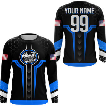 Maxcorners Blue Custom Dirt Bike Jersey Motocross Jersey Motocross Shirt LM2809