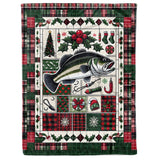 Maxcorners Christmas Largemouth Bass Fishing Blanket, Christmas Bass Fishing Gifts For Fisherman