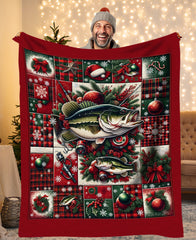Maxcorners Christmas Largemouth Bass Fishing Blanket