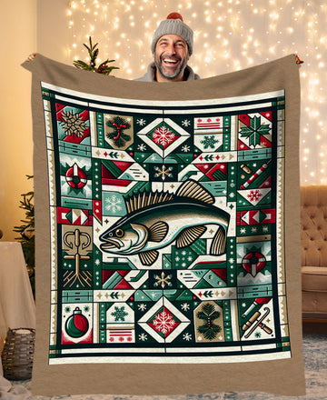 Maxcorners Walleye Fishing Christmas Fishing lanket Fishing
