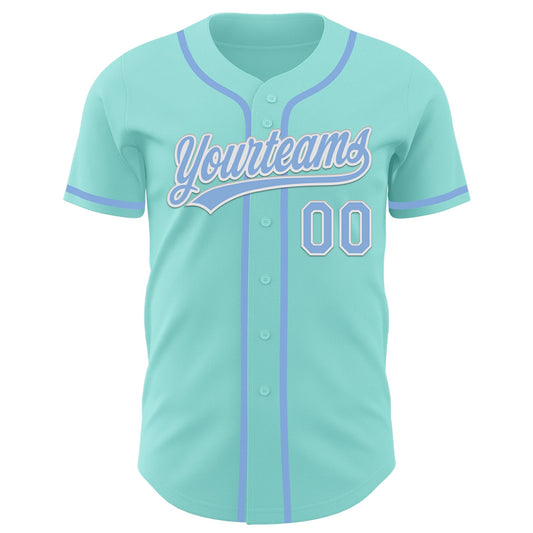 Maxcorners Custom Ice Blue Light Blue-White Authentic Baseball Jersey LM2605