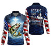 Maxcorners Jesus Made Me A Fisherman Shirt, Patriotic Christian Bass Fishing Shirt For Men, Fishing UPF Shirts