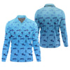 Maxcorners Swordfish Pattern Blue Fishing Shirt, Cute Fishing Outfits, SPF Shirt For Men, Men's Fishing Shirt
