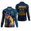 Maxcorners Jesus Said Go Fishing Funny Fishing Shirt, Christian Fishing SPF Shirt For Men, Men's Fishing Shirts Long Sleeve