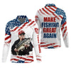 Maxcorners Make Fishing Great Again Patriotic Fishing Shirt, Red White Blue Fishing UPF Shirts, Men's Fishing Shirt